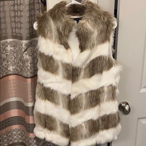 Multi colored faux fur vest